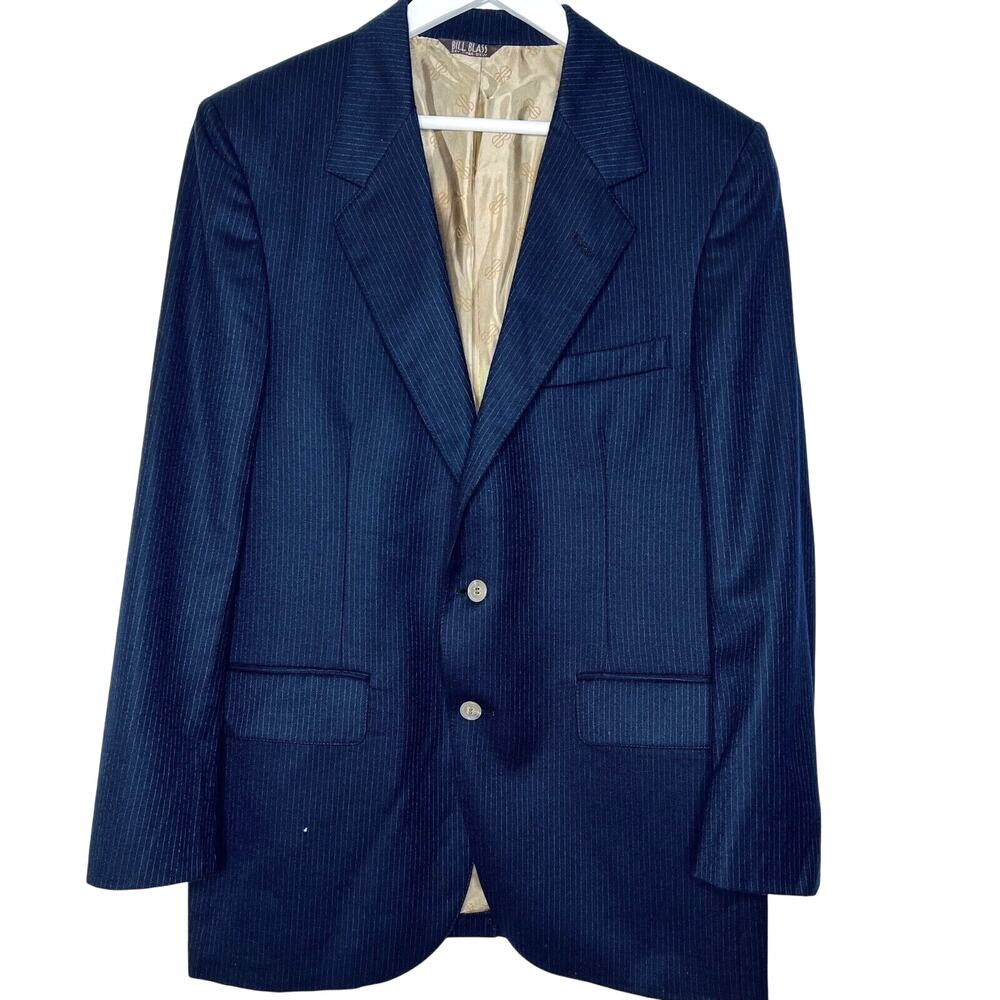 Bill Blass Vtg Men's‎ Blazer 42R Blue Pinstripe 2 Button Klopfenstein's Chanukah
